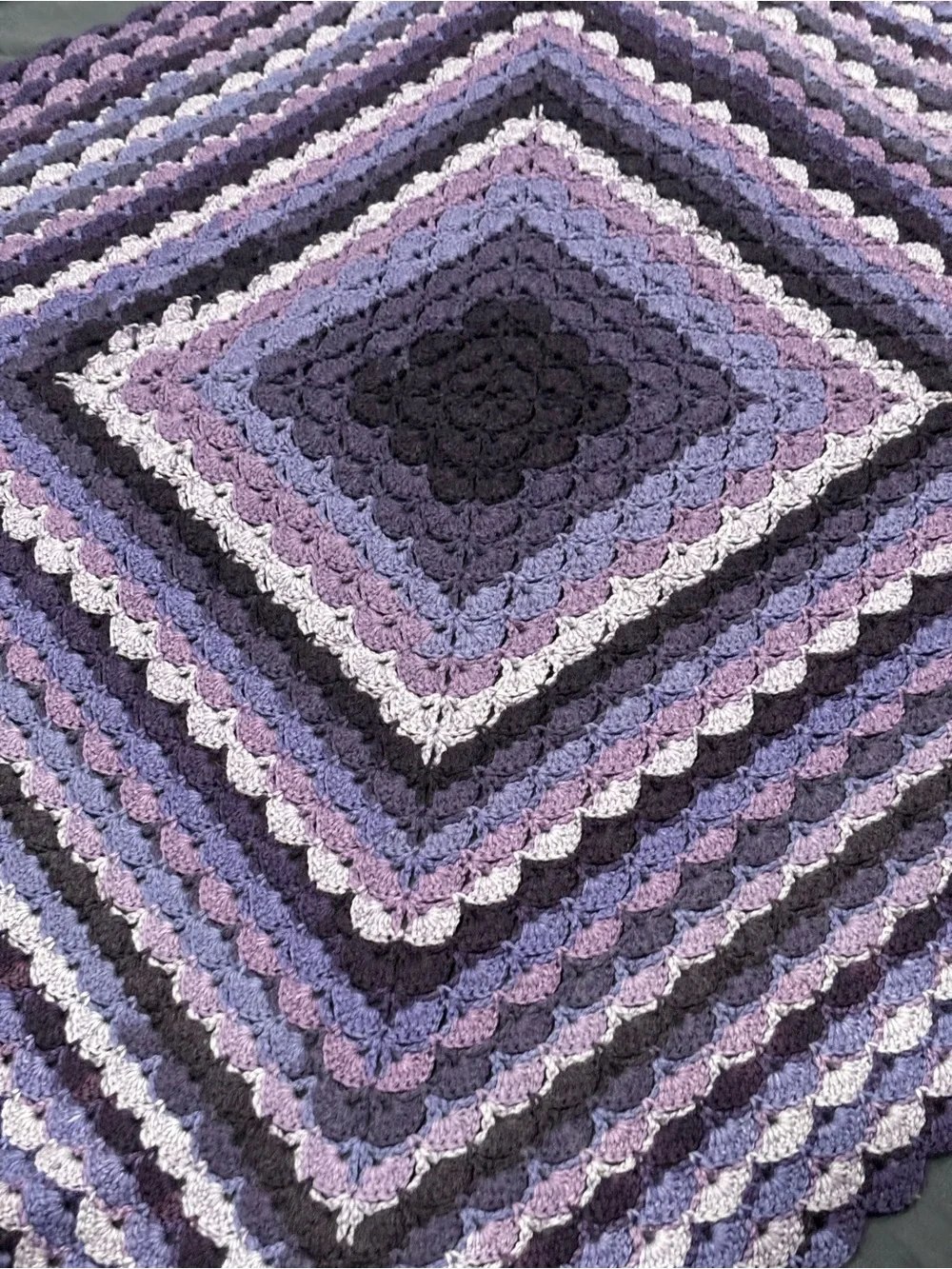 Grandma Core Handmade Crochet Throw Blanket Multi Shade of Purple